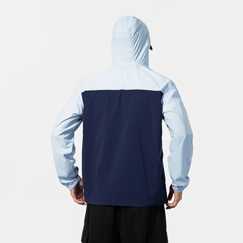 UPF50+ Summer Sun Protection Clothing Men's Tactical Outdoor Thin Breathable UV Hooded Jacket Fashion Stitching Skin Windbreaker