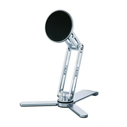 Magnetic 360° Rotatable Foldable Tablet and Phone Holder for Travel and Desktop Use (Silver)