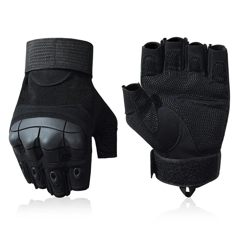 Tactical Outdoor Half-Finger Gloves with Hard Knuckles for Paintball, Hunting, and Motorcycle Riding