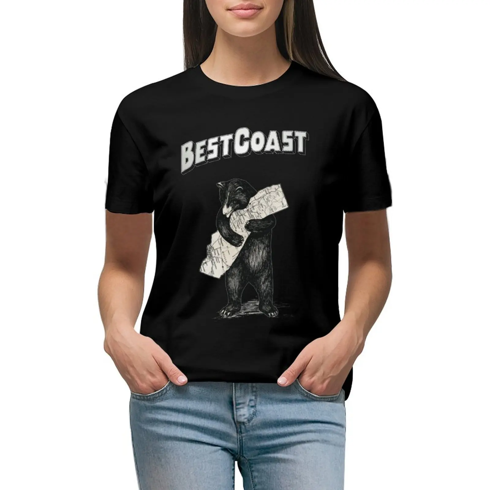 

Best Coast Bear T-Shirt animal print shirt for girls female cute clothes anime western t shirts for Women