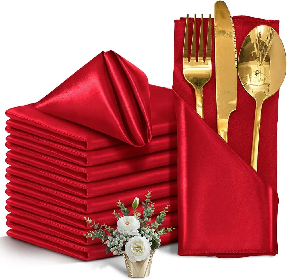 Satin Napkin Serving Square For Table Decoration Dinner Towel For Wedding Party Home Hotel Christmas 30cm X30cm 6pcs