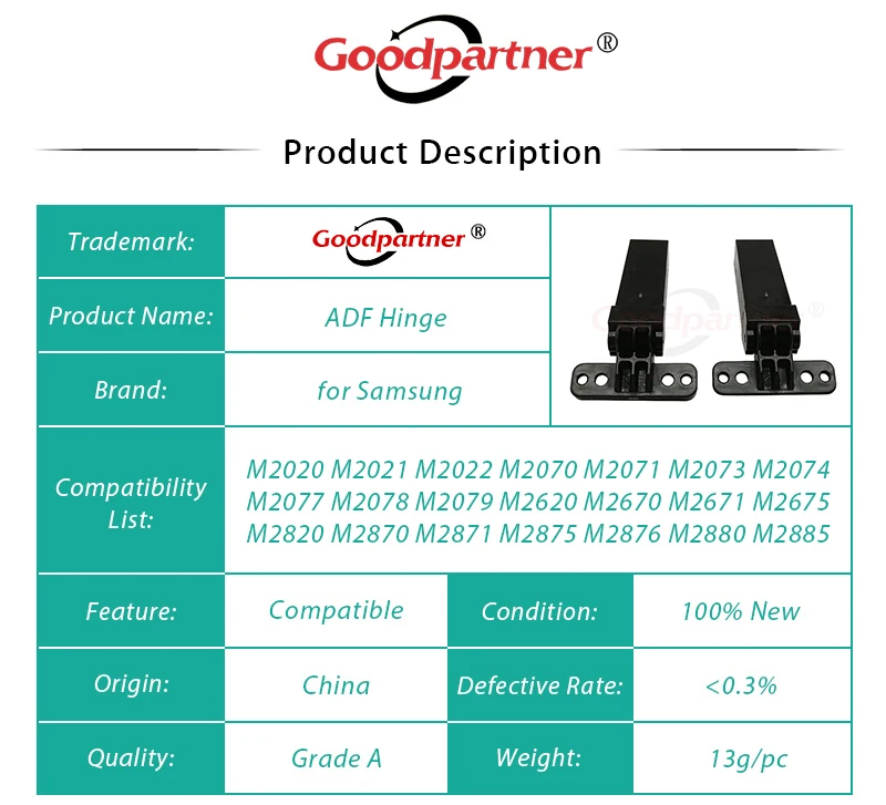 Dobradiça do Adf para Samsung 50x Jc9703191a Jc97-04194a M2023 M2023 M2023 M2070 M2071 M2073 M2074 M2077 M2078 M2079 M2620 M2670 M2671 - Imagem 2