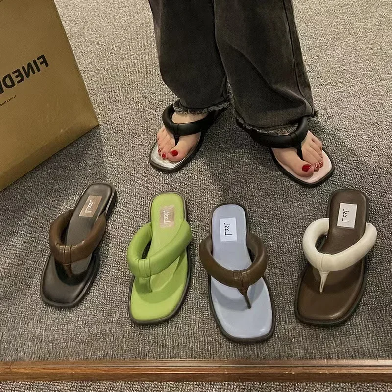 

Шлепанцы с плоской подошвой женские, сандалии, модная уличная одежда, простые тапочки в ретро стиле, разные цвета