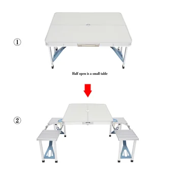 Outdoor camping dining table aluminum alloy one-piece folding table and chairs 5