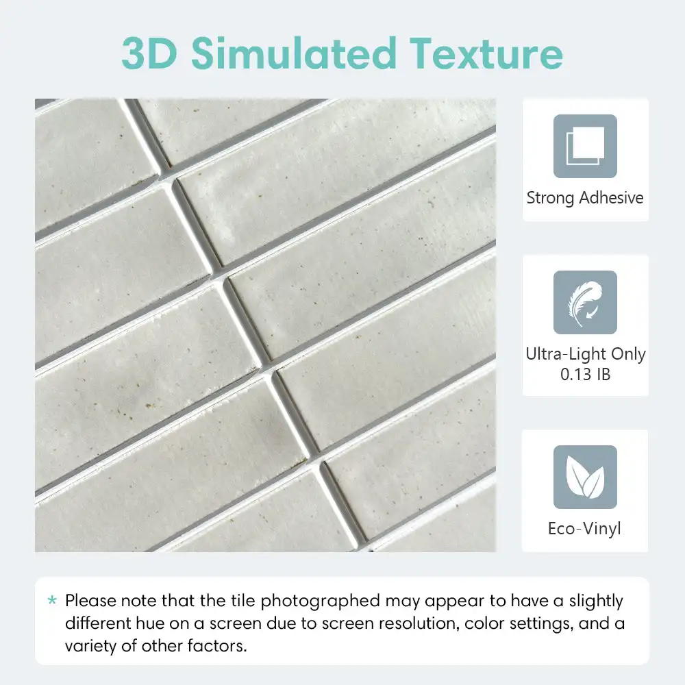 3D Tile Sticker 10pcs 3D Tile Sticker Self-adhesive Green Tile Backsplash Bathroom Wall Sticker, Water and Mold Resistant, 30x30cm