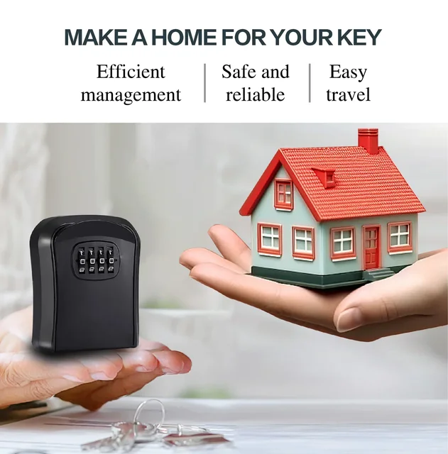 Key Keeper Combination Lock Wall Waterproof Mounted 4 Digits Passwords 5 Keys Storage Box Easy to Fix Home Or Office safe box 3