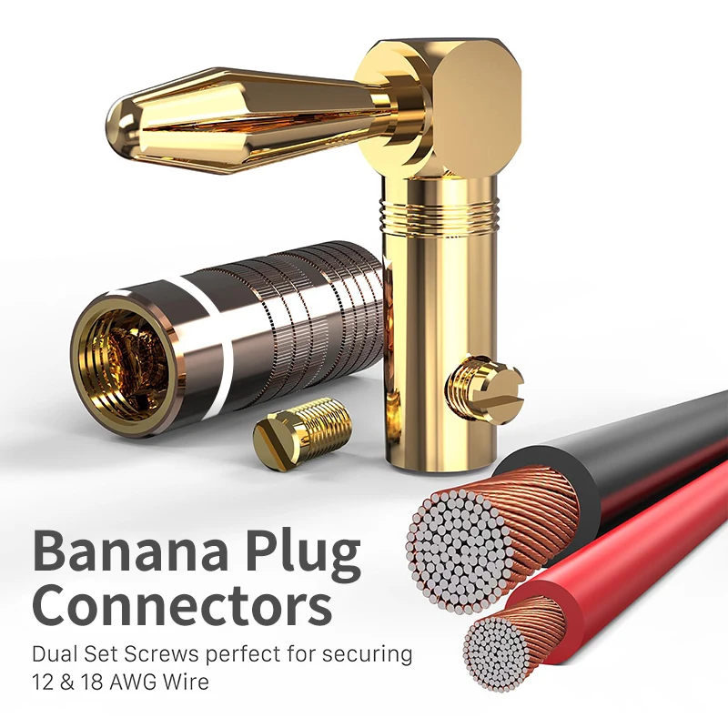 Spina A Banana Ad Angolo Retto 90 Gradi 4Mm Connettore Placcato Oro Audio Musicale Video Adattatore Tipo L Altoparlante Connettori Audio A Banana