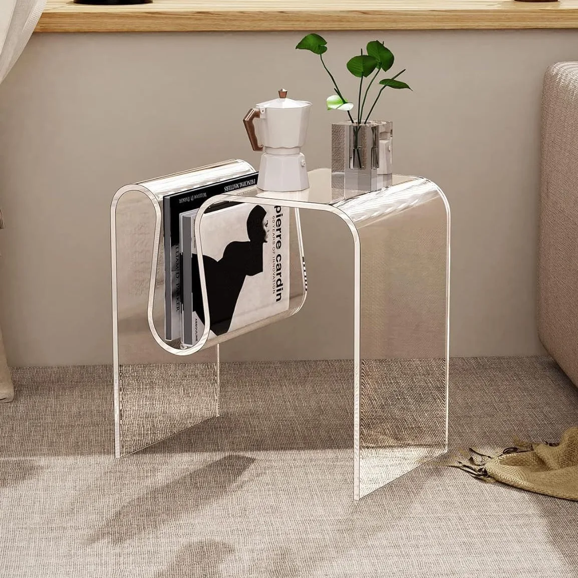 커피 테이블 Popular Acrylic-Edged Table Living Room Mini Bedroom Bedside Simple Coffee Table M Type Side