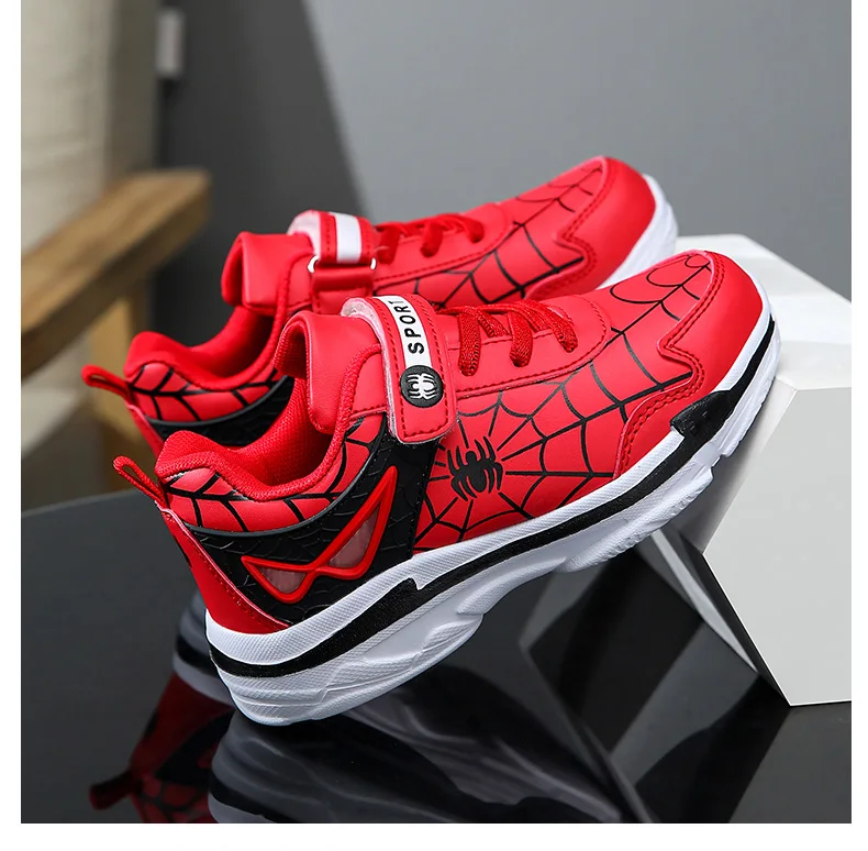 Brand Kids Cartoon Spider Sneakers Boys Comfortable Sports Shoes Outdoor Non-slip Tennis Shoes Lightweight Casual Running Shoes