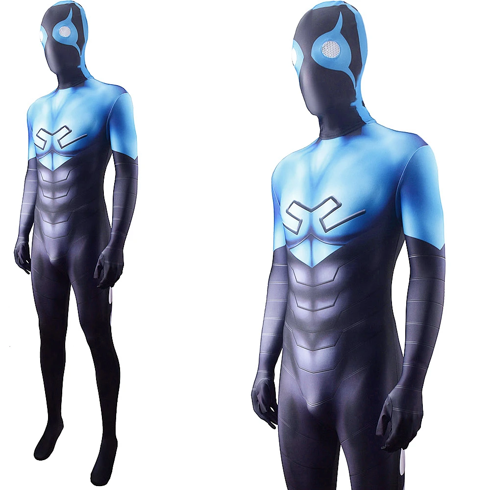 Mystery Men Comics: Blue Beetle | Bodysuit Cosplay Costume 29 Blue Spandex Zentai Bodysuit Cosplay Costume for Adults and Kids