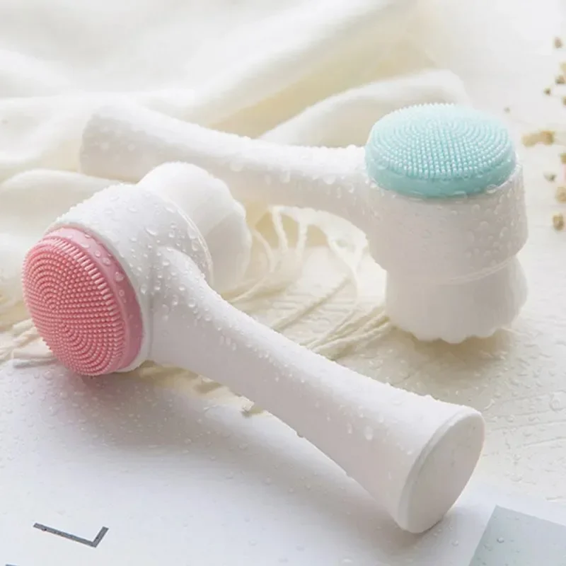 

Face Cleansing Washing Brush Double-Sided Silicone Face Scrub Brush Pore Cleaner Exfoliator Deep Cleaning Pore Skin Care Tool