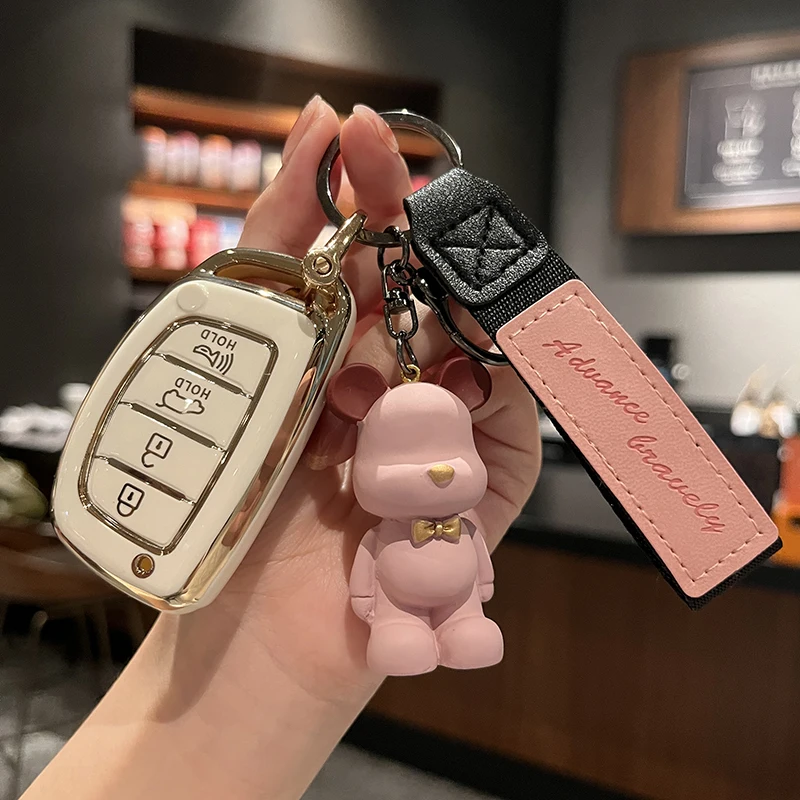 Cute Bear Car Key case for Hyundai I40 2012 Avante 2018 Sonata