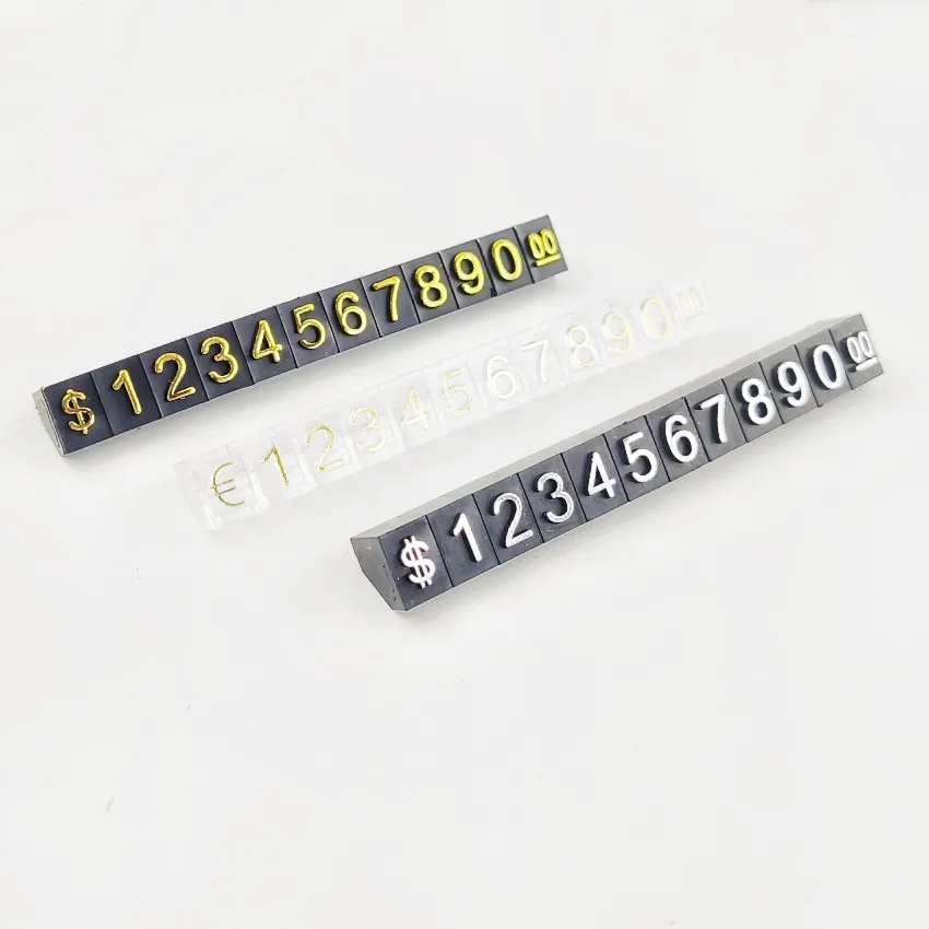 50sets Plastic Jewelry Number Price Bar Strip Display Marked Particle Stands Detachable with Currency Length7.8cm