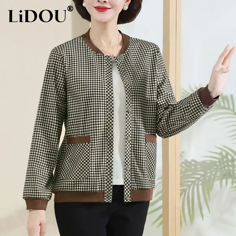 2023 Spring Autumn New Fashion Printing Round Neck Long Sleeve Jacket Women Casual Loose Vintage Button Elegant All-match Outwea