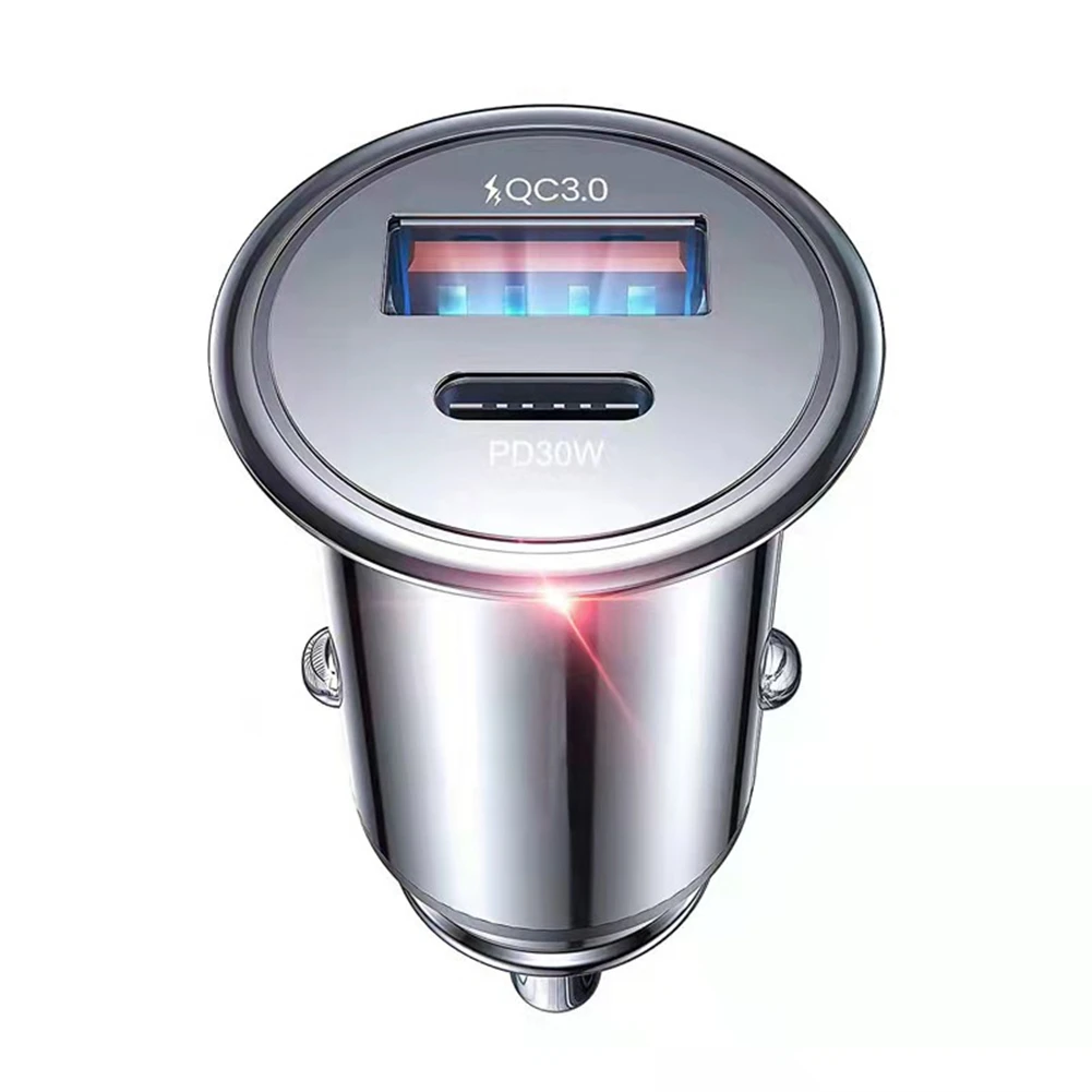 

Металлическое мини-зарядное устройство для автомобиля Qc3.0 48 Вт USB Type C с одним сопротивлением и двумя автомобильными прикуривателями