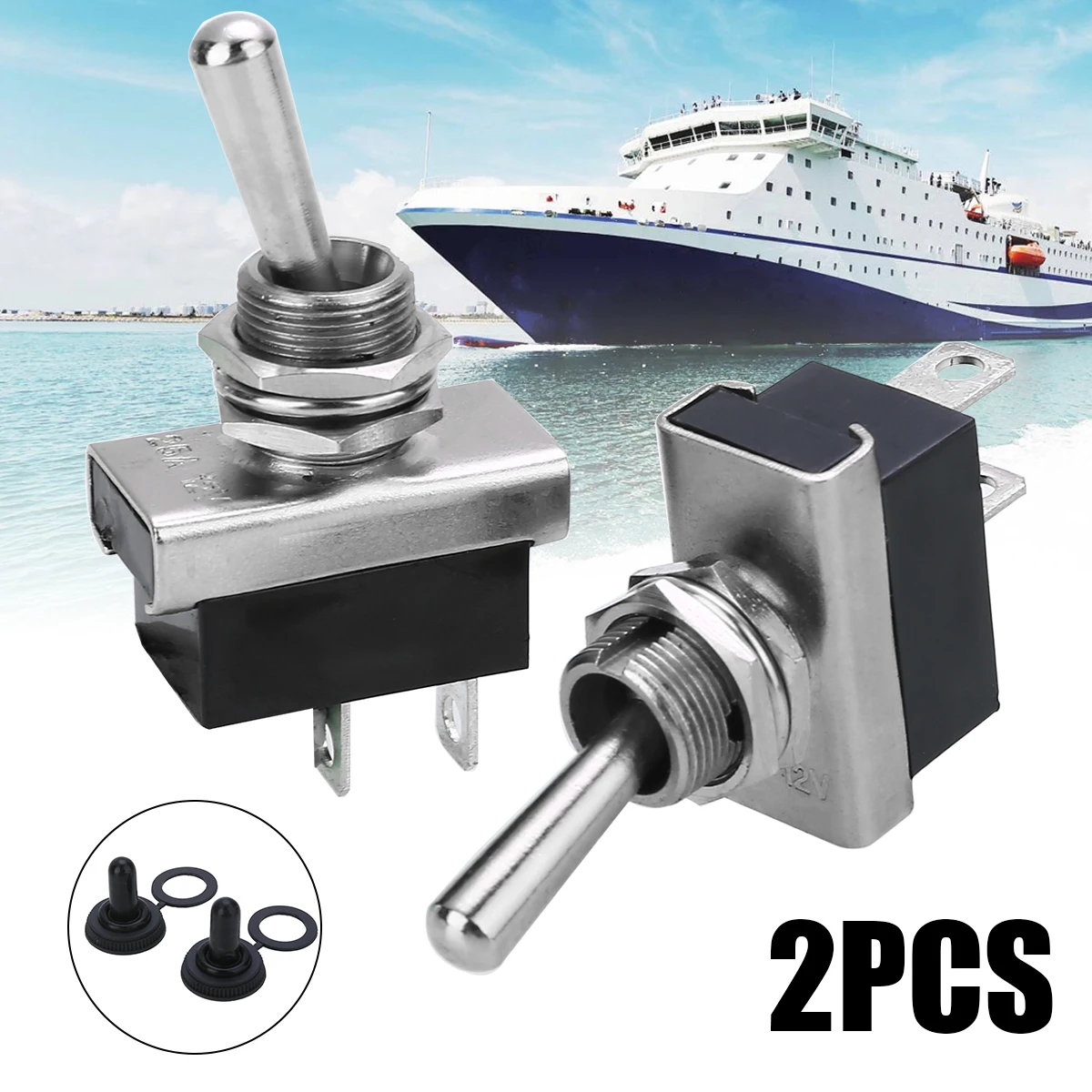 1 Pair 12V 25A Auto Toggle Switch Boat Marine Heavy Duty Flick Switches With Waterproof Cover Auto Toggle Switch