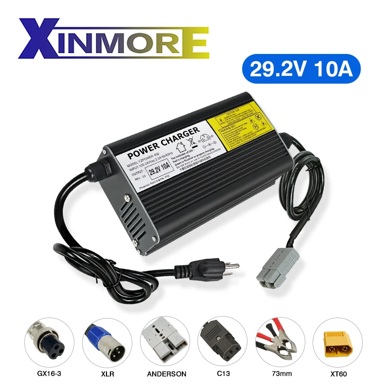 

XINMORE 29.2V 10A Power Supply Lifepo4 Lithium Battery Charger 8 Serises For Shell Heat Dissipation Electric Bike Scooters