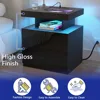 LED Nightstand with Wireless Charging Station Modern Nightstand Type C USB Port 2 Drawers Bedside Table Black Smart Night Table 6
