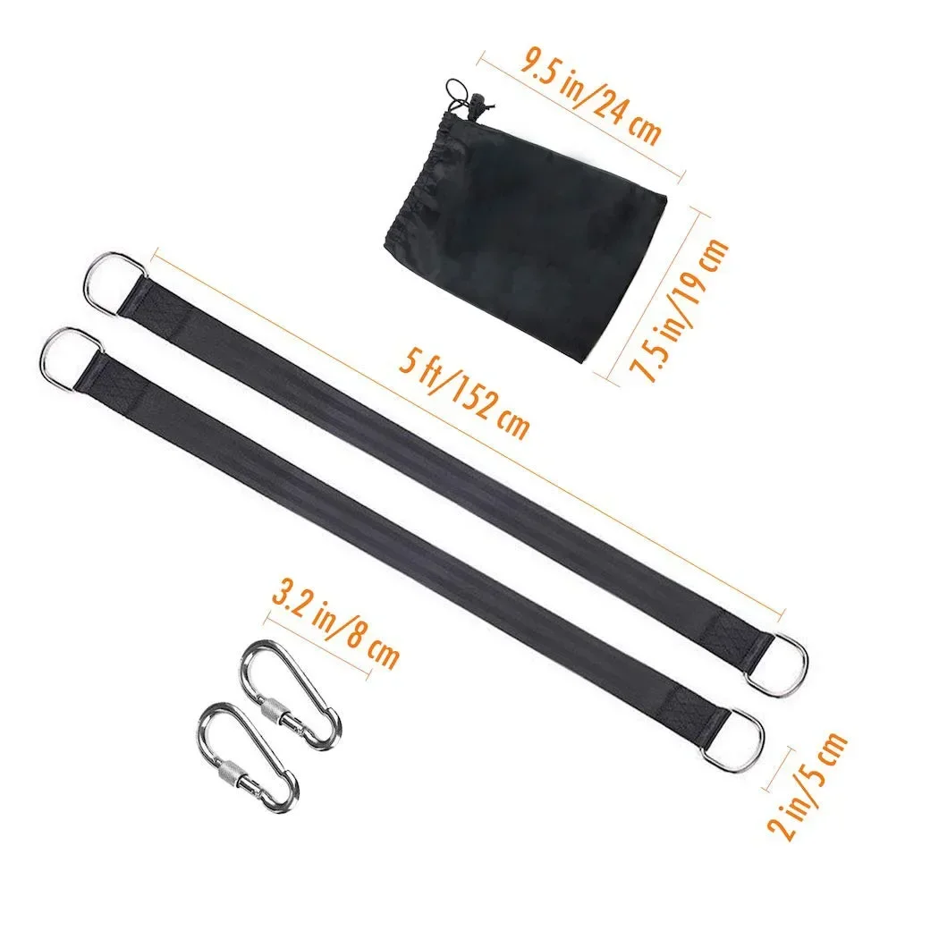 150x5cm Tree Swing Hanging Straps Kit Holds 2000lb With 2 Heavy Duty Carabiner Perfect for Swings Hammock Easy Fast Installation 2
