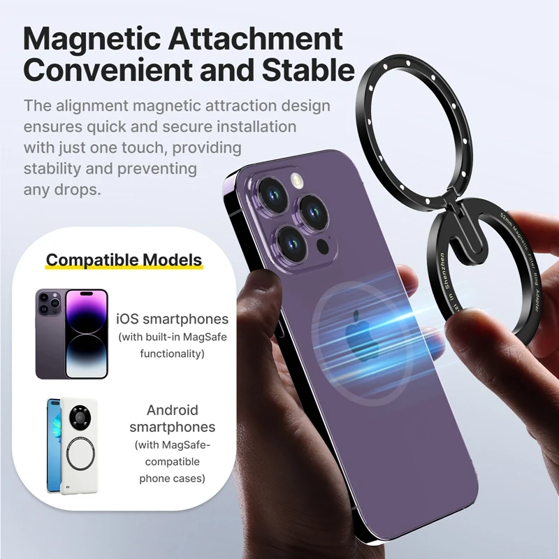 Ulanzi 52mm MagFilter Magnetic Filter Adapter Ring for iPhone 16 15 14 13 12 Pro Max Android Smartphone Foldable Portable Ring