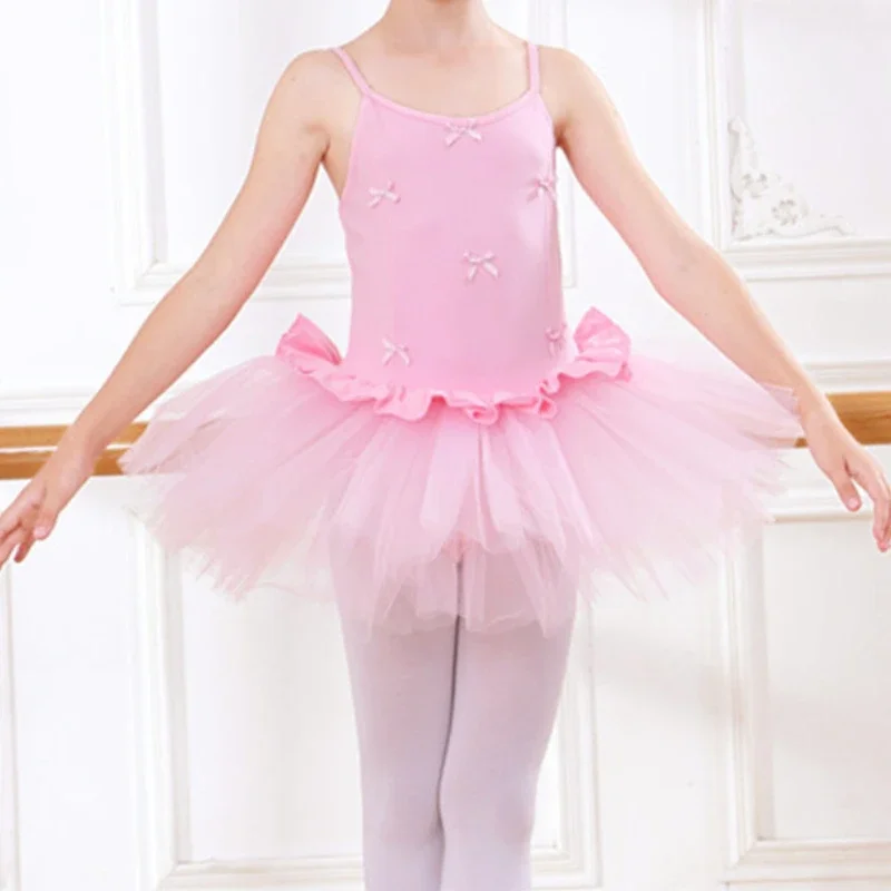 Kids Girls Ballet Dance Dress Camisole Bowknot Gymnastics Leotard Tutu Skirt Ballerina Dancewear Children Performance Costumes ballet dress,girls dance costumes