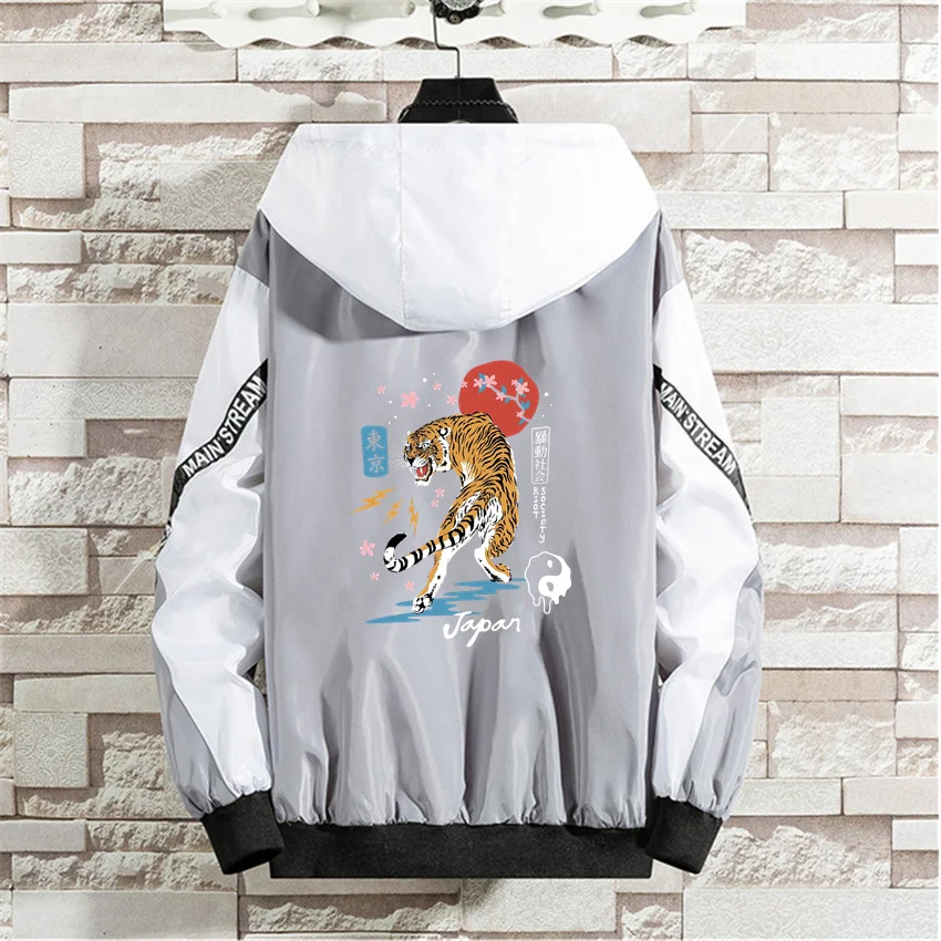 Jackets Men Japanese Anime Tokyo Riot Society Bomber Hooded Jacket