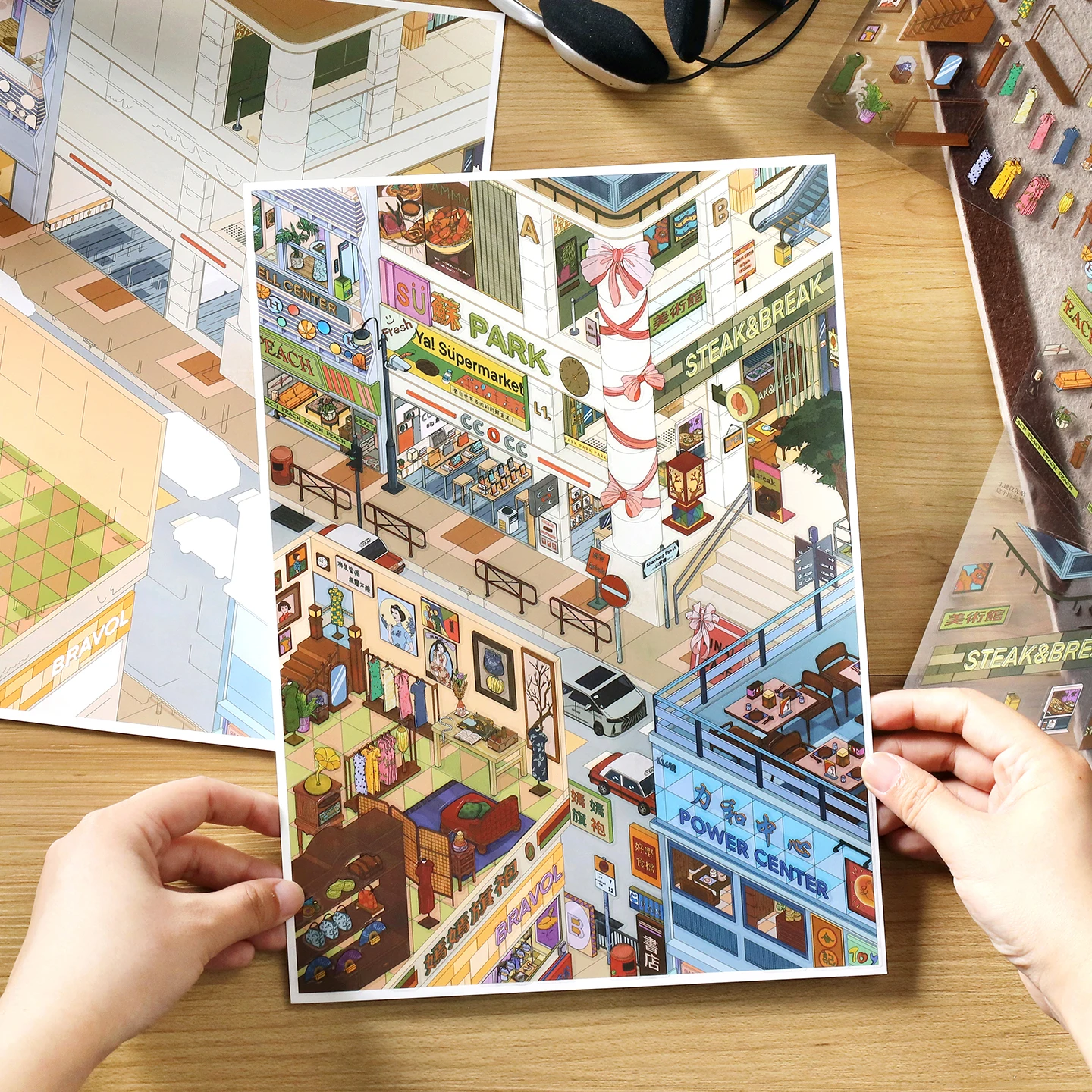 Kawaii 3D Interior Landscape Sticker for Scrapbooking and Crafting