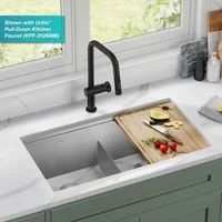33-Inch Undermount Workstation 16 Gauge Double Bowl Stainless Steel Kitchen Sink with Accessories, KWU112-33 2