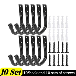 Heavy Duty Metal Garage Storage Hooks | Wall - Mounted Utility J - Hangers (10 Set)