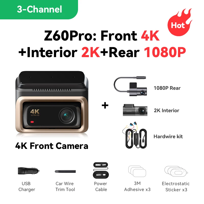 DDPAI Z60 Pro 4K Dash Cam Dual Sony Sensor Front+Rear HDR 5GHz WiFi GPS ADAS