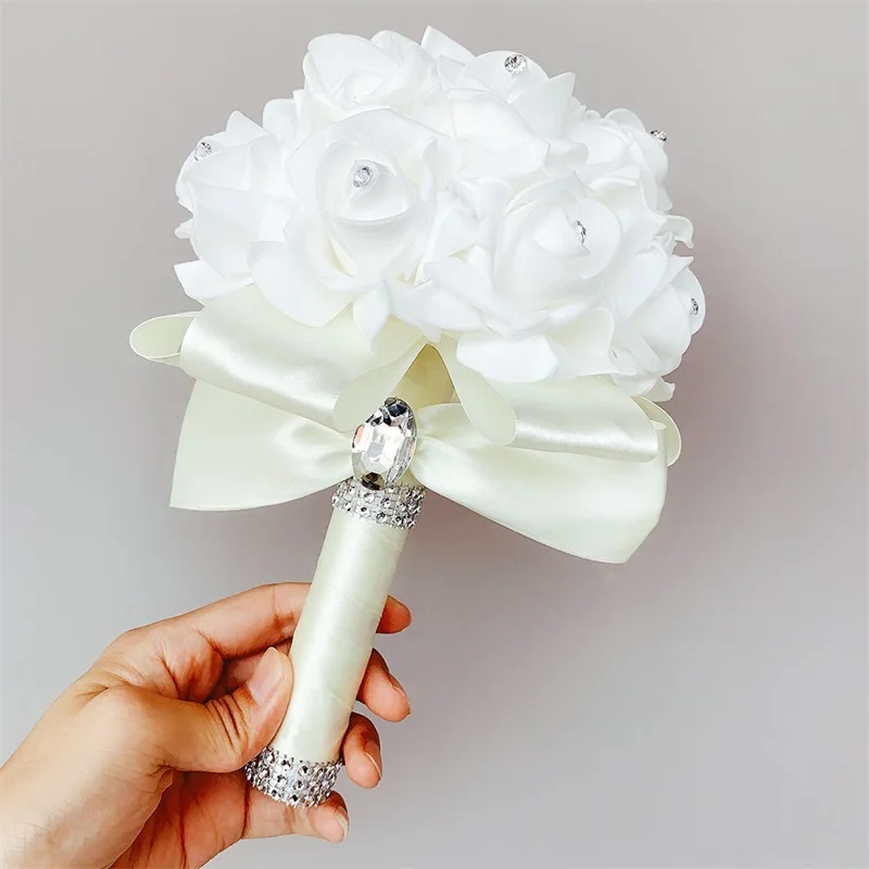 

Bridal Bridesmaid Wedding Bouquet 12 Colors Roses Artificial Holding Flowers Mariage Bouquet Wedding Accessories