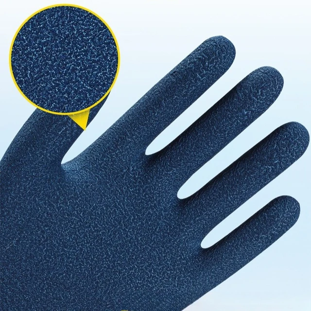 Garden Gloves Anti-Slip Wear-resistant Latex Labor Safety Protection Glove Construction Site Heavy Duty Rubber Coated Work Glove 5