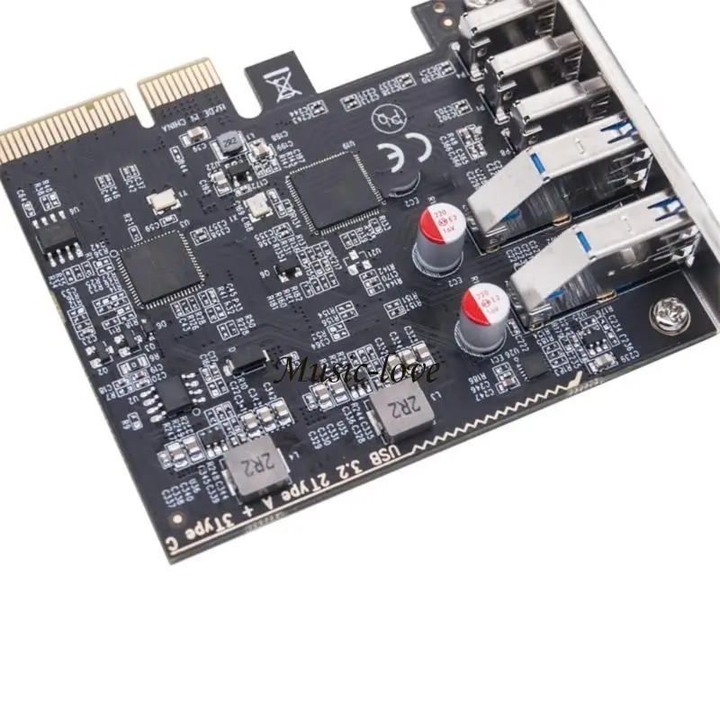 3포트 2A 유형 C 및 2포트 1A 유형 A 203A를 갖춘 PCIE 4X 10Gbps USB 확장 카드