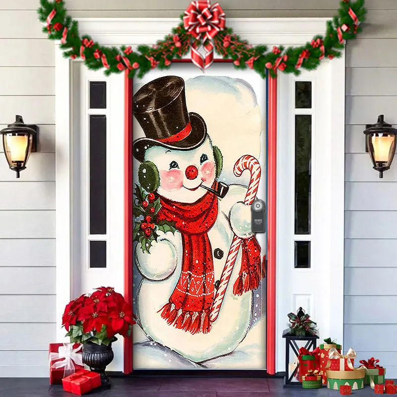 thumbnail image 1 of Cortina de puerta navideña 2024, adorno para árbol de Navidad de Papá Noel, muñeco de nieve, pancarta de fondo de Feliz Navidad, decoración para fiesta en casa, 1 of 5