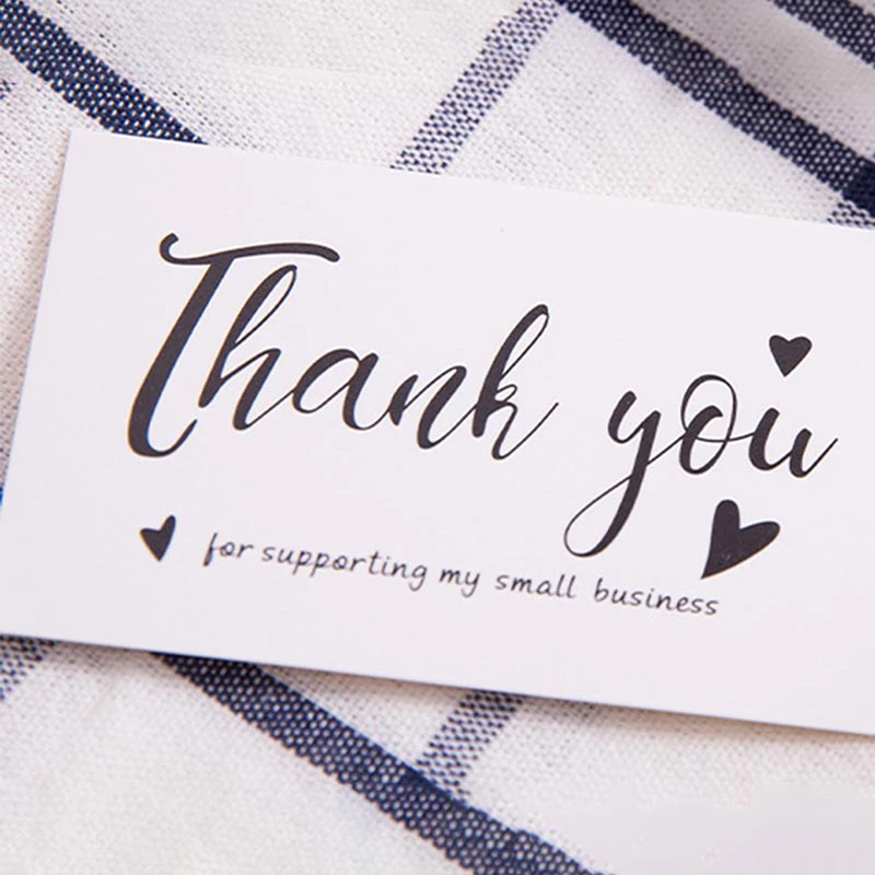 

50pcs White Thank You for Supporting My Small Business Card Thanks Greeting Card Appreciation Cardstock for Sellers Gift