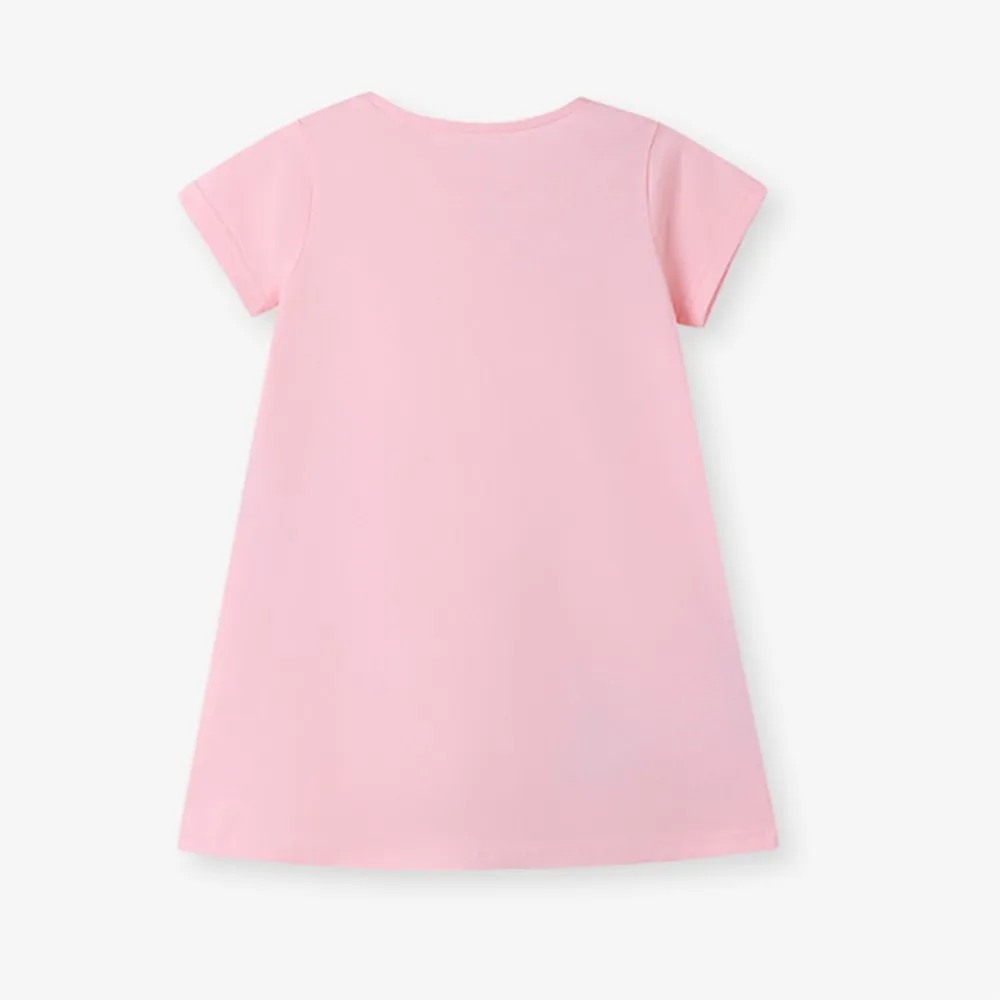 Kids Clothes Baby Girls 2025 New Summer Children's Clothing Cotton Cartoon Sun Rainbow Pink Dresses Holiday Gifts