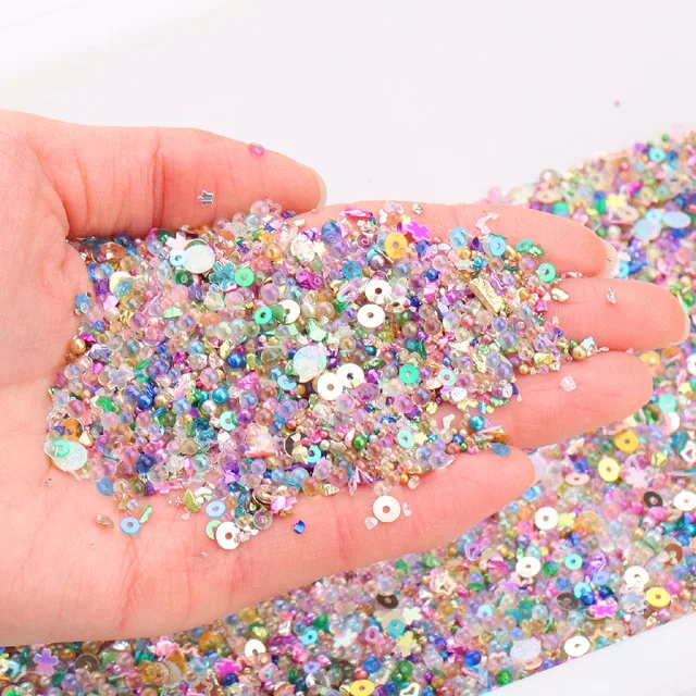 0.6-4mm Mix Mini Bubble Ball Caviar Beads And Crushed Irregular Glass Stone Chip Sprinkles For Resin Filling Nail Art Decoration