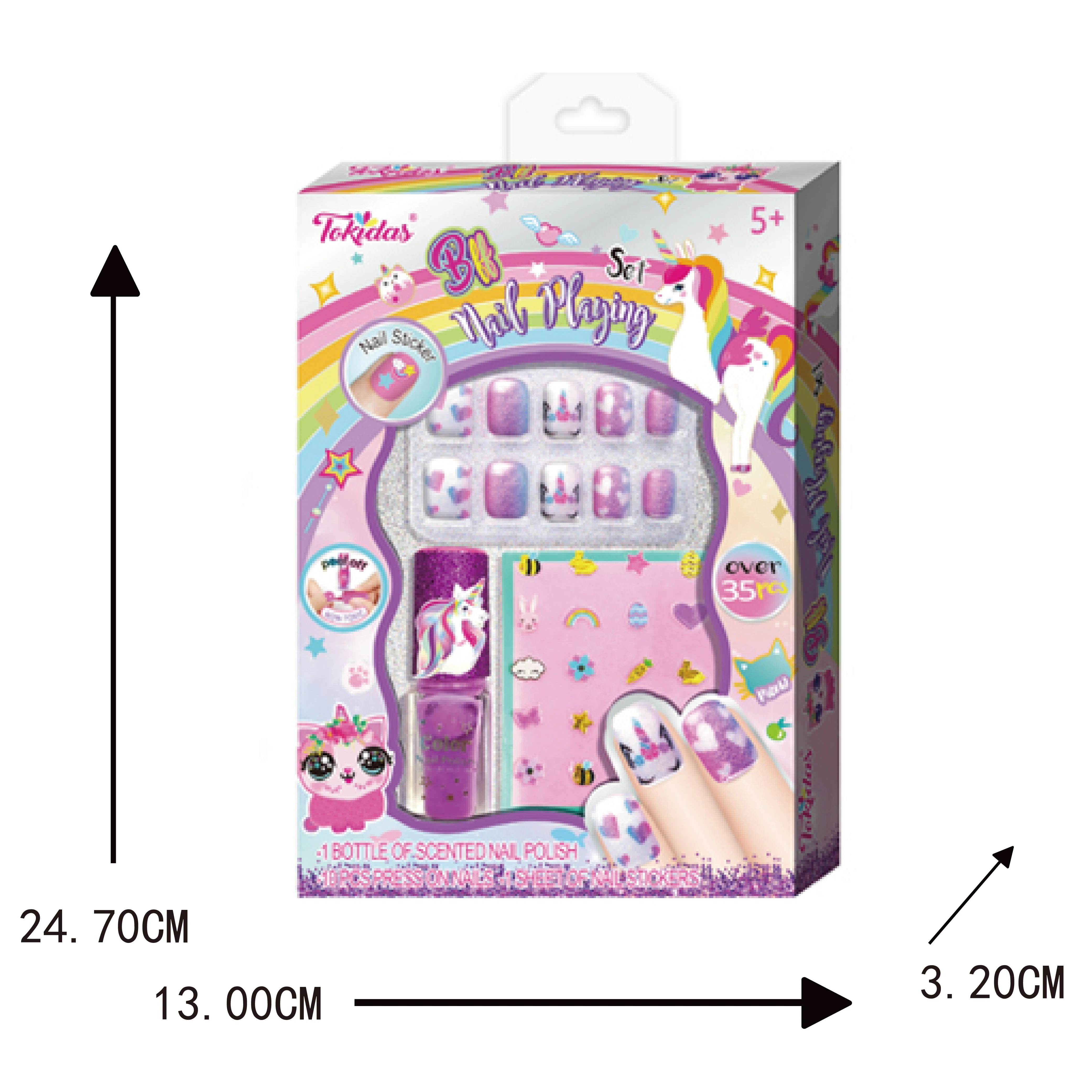 Tokidas 2024Children Makeup Manufacturers Fashion Girl Nail kit Art Nail Polish Kid Gift Birthday Gift Kid Party Toy 4