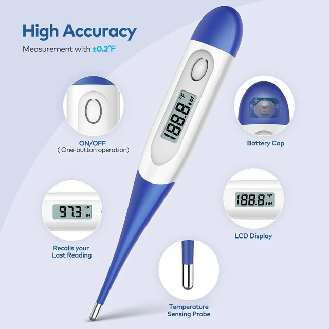 Digital Oral Thermometer for Adult and Kid, Easy@Home Accurate Fast Reading  Body Temperature Thermometer for Oral and Underarm Measurement with Fever