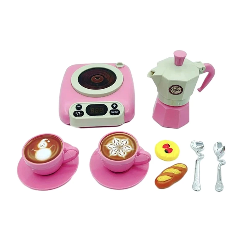 

Kids Musical Playset European Coffee Party Dessert Coffee Cup Saucer Spoon Pot Set Afternoon Coffee Kitchen Toy