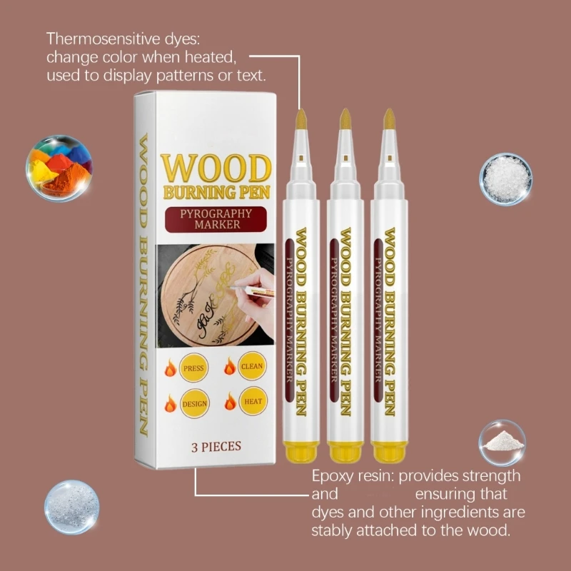 Wood Burning Pen Scorch Pen Marker Pyrography Marker 3/9 Pcs/Set Practical Wood Burning Art Supplies for Artists