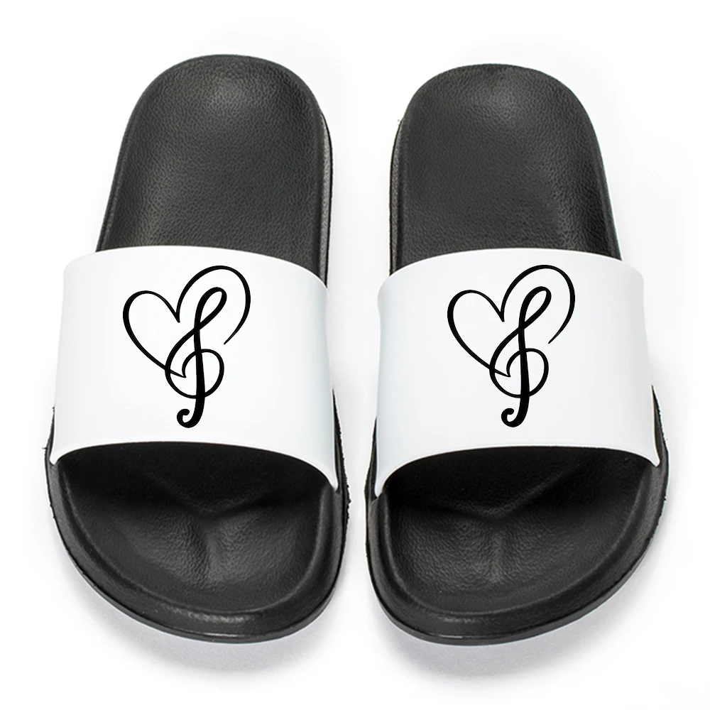 

Womens Slipper New Black Music Symbols Summer PVC Slippers Outdoor Slides Soft Thick Soled Pool Indoor Home Slippers Unisex