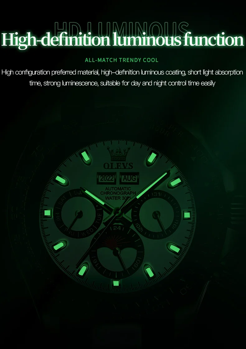 OLEVS 6654 Mechanical Automatic Multifunction Men's Watch description image 5