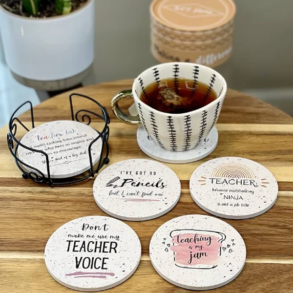Ceramic Coaster With Customized Print Logo, Cork Backing Cup, Mug...