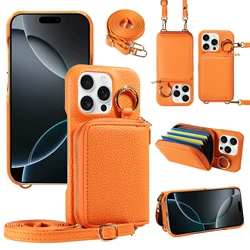 Premium PU Leather Phone Case with Multiple Card Slots, Anti - Drop Protection, and Wallet Functionality - iPhone 12 Mini (Orange)