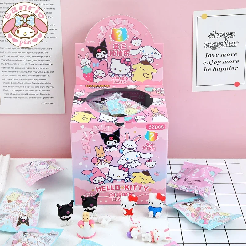 Sanrio Cartoon Eraser Rubber 16/32pcs Kawaii Students Stationery Kuromi Hello Kitty 3D Eraser Clean Tools School Children Gifts pencil eraser,eraser pen,plasticine eraser,eraser refillable pen,biscuit eraser,kneadable eraser,retractable eraser