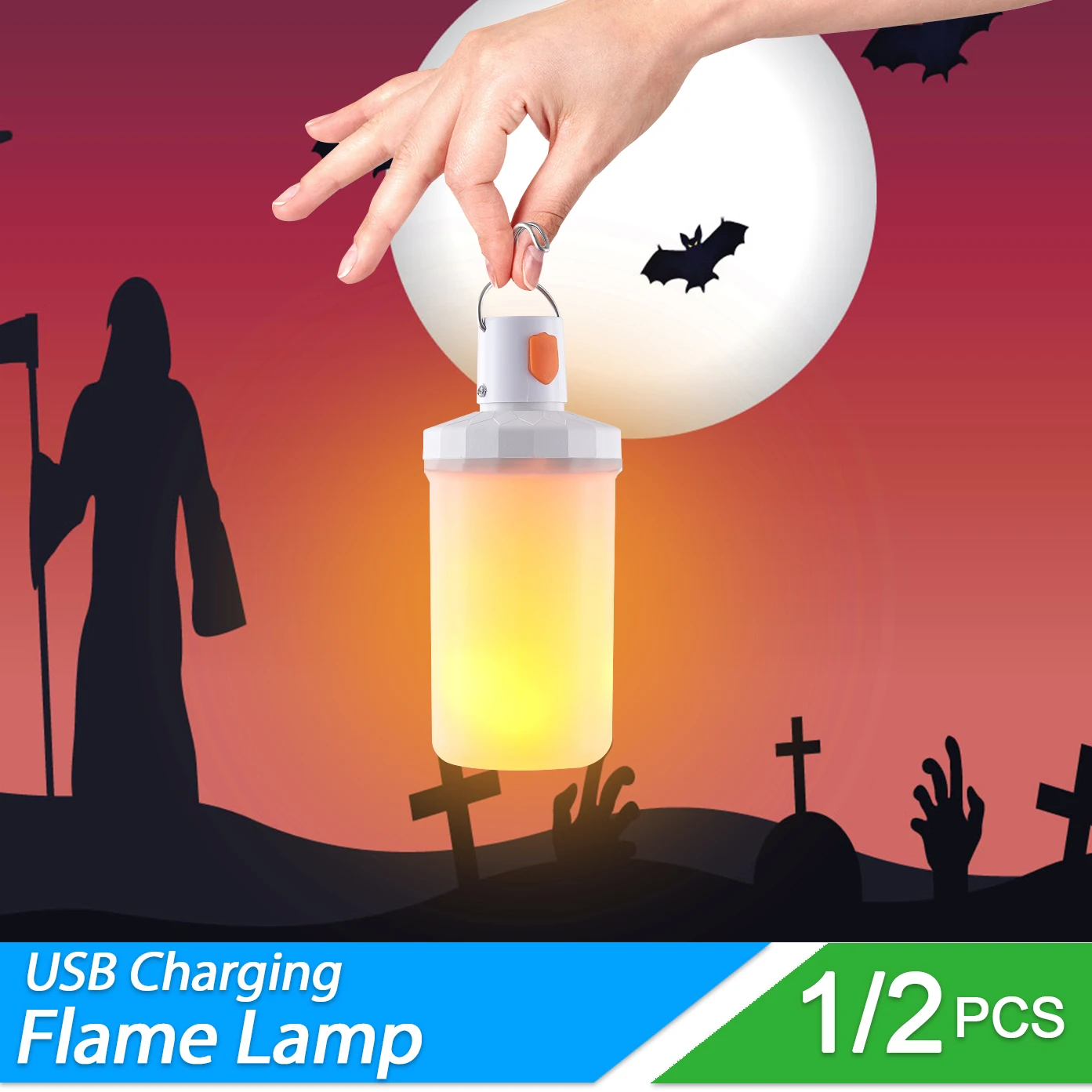 LED Camping Lantern light Halloween LED Flame Light USB DC5V Rechargeable Dimmable Night Light Yard Camping Lights Decoration