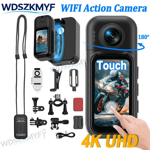 NEW 4K/1080P Mini Recorder WIFI Action Camera POV Motorcycle Bike Road Sport Cam Bicycle Vlog Pet Body Camera With Charging Case 1