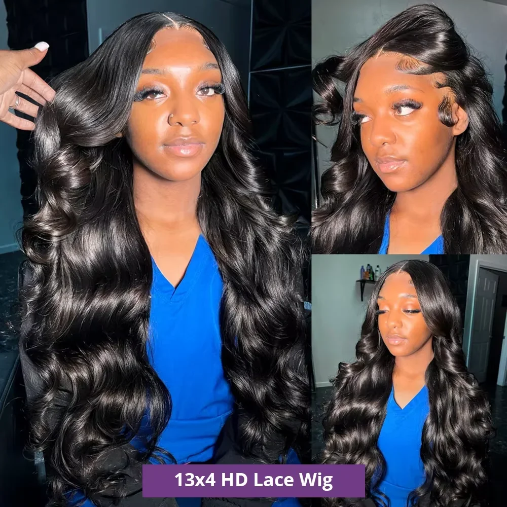 13x6 Body Wave Human Hair Lace Front Wig 13x4 Hd Transparent Lace Frontal Wig 200% Density Pre Plucked Wigs For Black Women 3