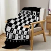 Chess Board Flannel Fleece Throw Blanket Grid Checkered Pattern Warm Lightweight Bed Couch Blanket Black and White 4